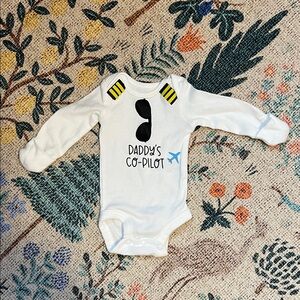 Daddy's Co-Pilot White Baby One-Piece Bodysuit Preemie Boy